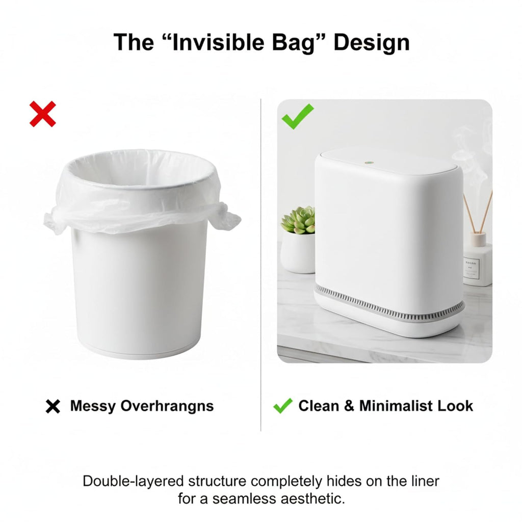 Dog Proof Trash Can With Lid, 3.3 Gallon Slim Bathroom Garbage Bin With Inner Bucket, Fits Standard 4 Gallon Bags, Odor Sealing Diaper Pail For Nursery, Modern White Waste Basket, 6.9" Wide