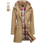 Saphirose Women'S Waterproof Rain Jacket Long Raincoat Hooded Windbreaker Trench Coat