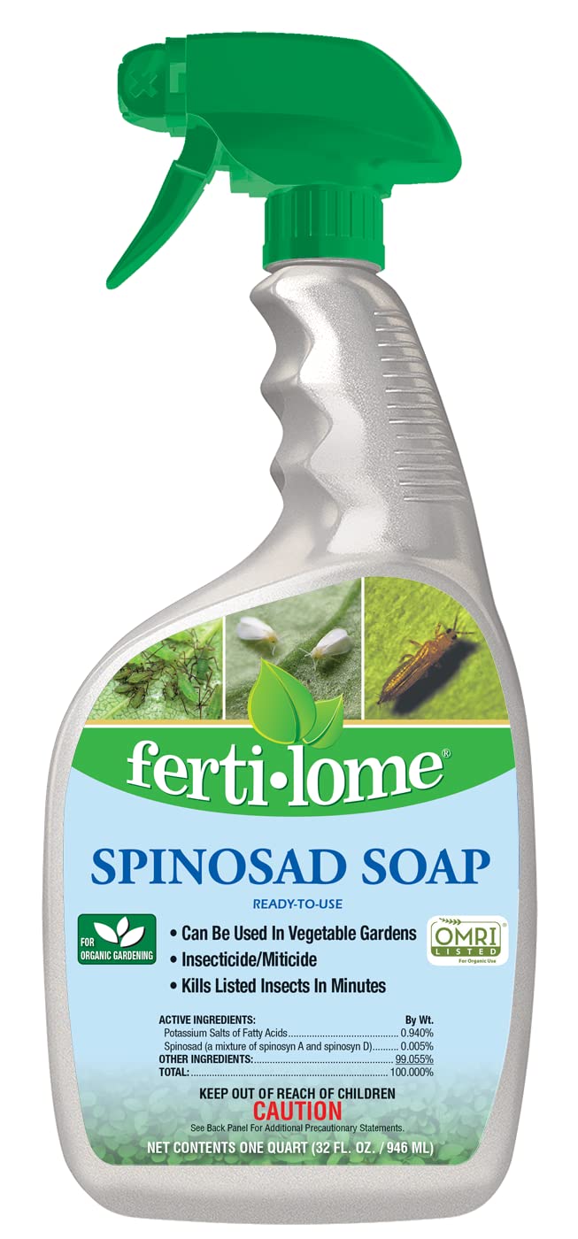 Fertilome (16076) Spinosad Soap Insecticide Ready To Use, 32 Oz | Spinosad + Soap Omri Listed Rtu - Ready-To-Use Caterpillar & Chewing Insect Control - Organic Home Gardeners