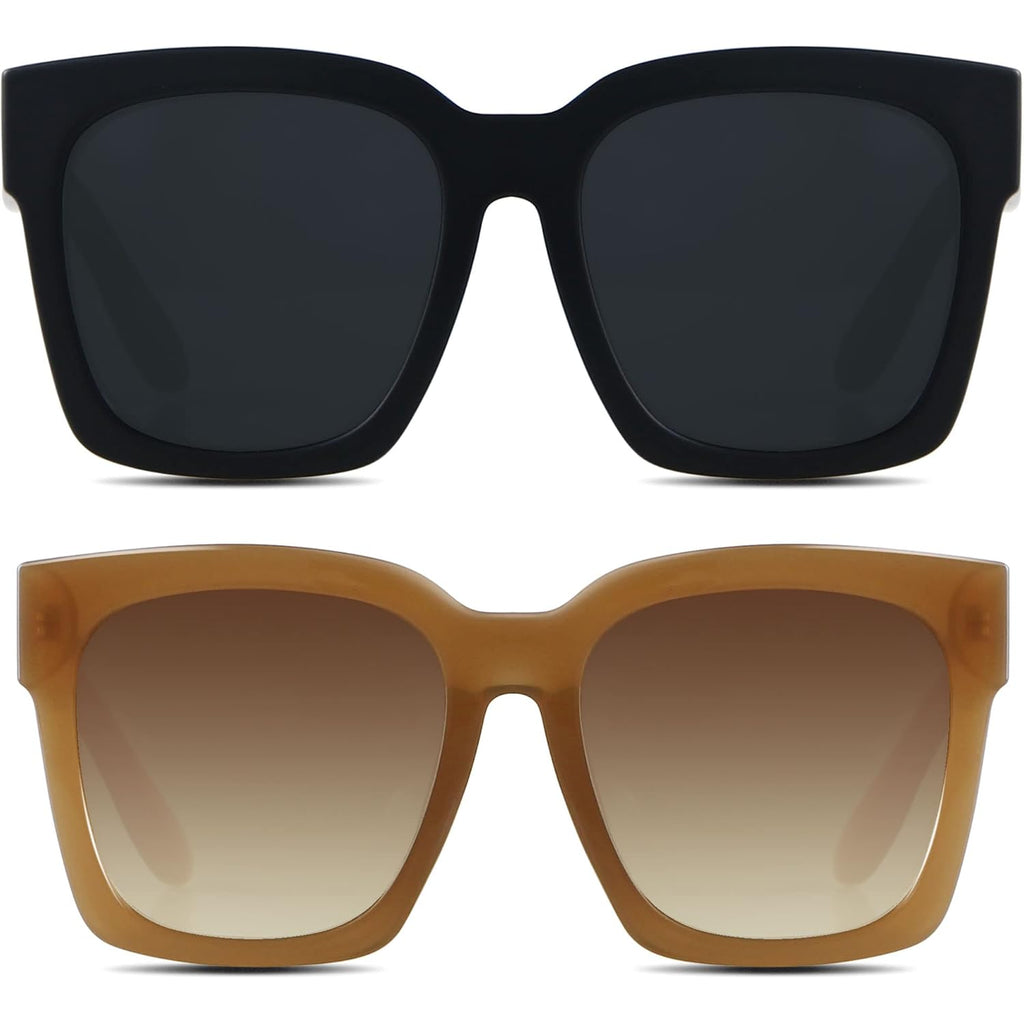 ANDWOOD Oversized Sunglasses for Women Big Large Square Wide Frame Shades Retro Trendy Fashion UV Protection
