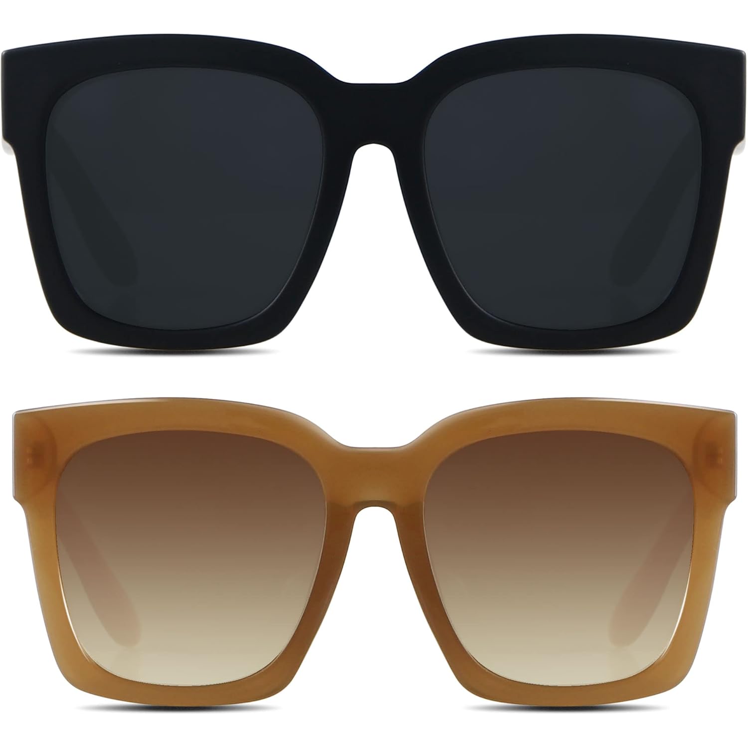 ANDWOOD Oversized Sunglasses for Women Big Large Square Wide Frame Shades Retro Trendy Fashion UV Protection