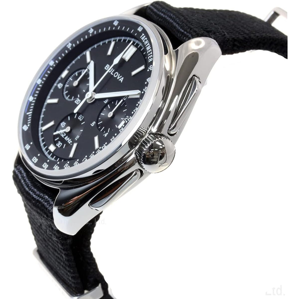 Bulova Men'S Archive Series Lunar Pilot 6-Hand Chronograph High Performance Quartz Stainless Steel, Black Nato Strap And Sapphire Crystal Style: 96A225