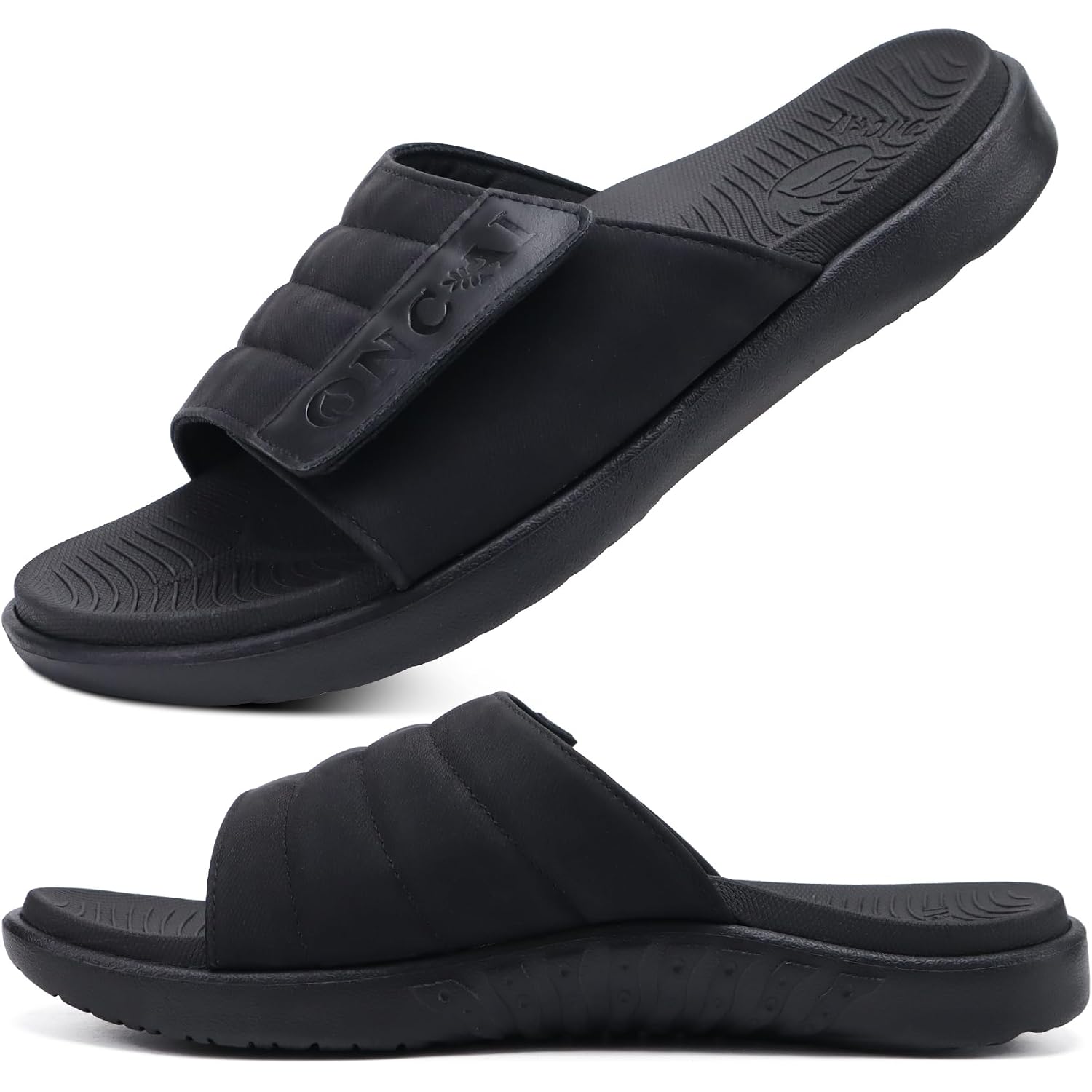 Oncai Mens Sandals Adjustable Straps Orthotic Plantar Fasciitis Open Toe Athletic Sport Slides With Soft Comfy Arch Support Footbed Size 7.5-15