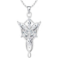 JO WISDOM Arwen Evenstar Necklace,925 Sterling Silver Lord of The Ring Hobbit Pendant Necklace with 5A Cubic Zirconia,Elvish Jewelry for Women