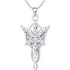 JO WISDOM Arwen Evenstar Necklace,925 Sterling Silver Lord of The Ring Hobbit Pendant Necklace with 5A Cubic Zirconia,Elvish Jewelry for Women