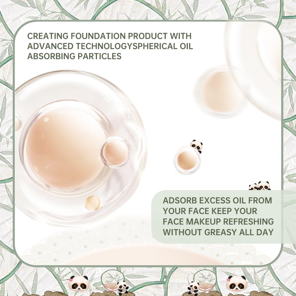 Catkin Panda Land Full Coverage Cushion Fondation, Breathable Hydrating Nourishing Poreless Face Makeup Save For Sensitive Skin,Sheer Finish (C02 Light Beige)