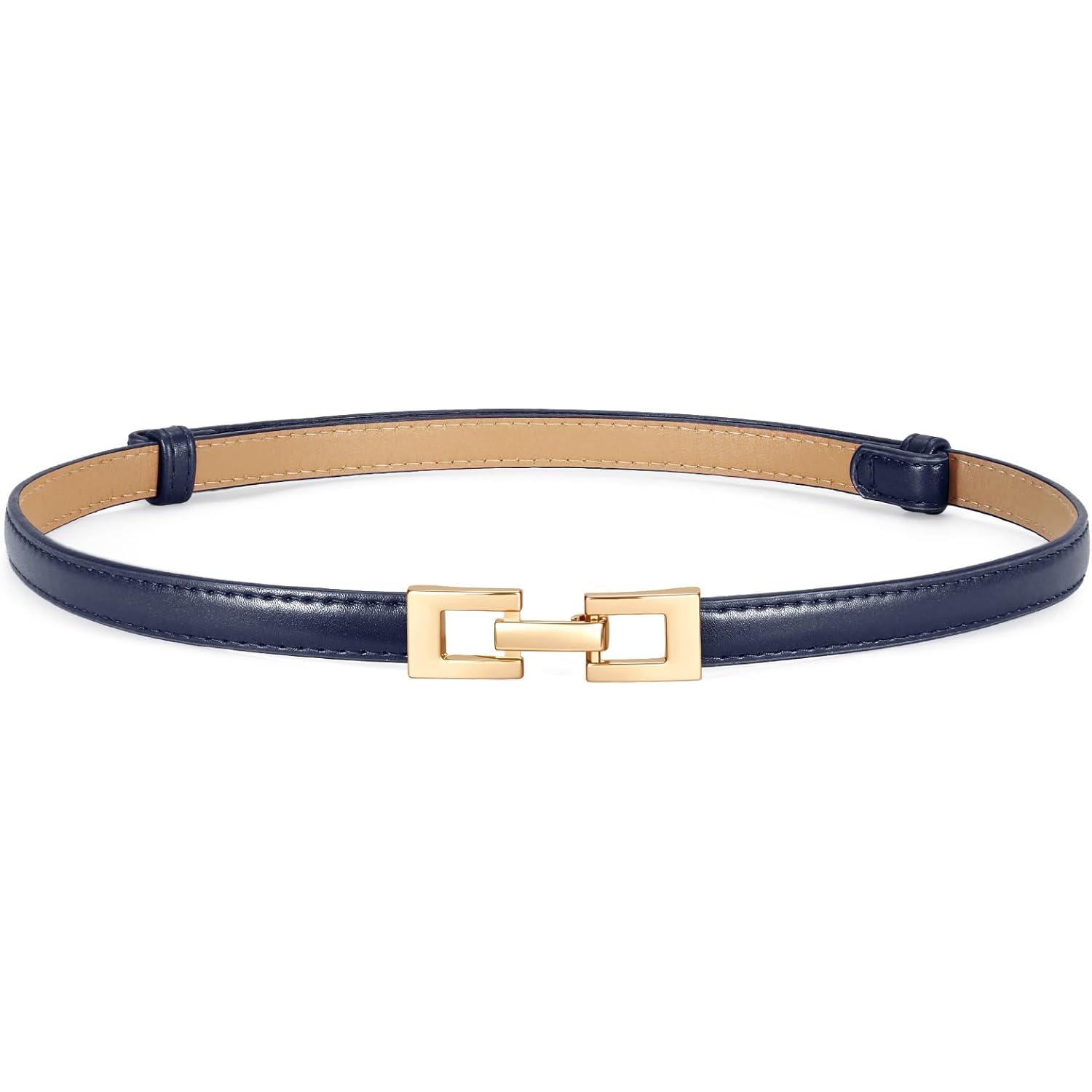 XZQTIVE Women's Thin Leather Belt – Adjustable Casual Office Belt for Dresses Jeans Pants – Gold Buckle, Multi-Color