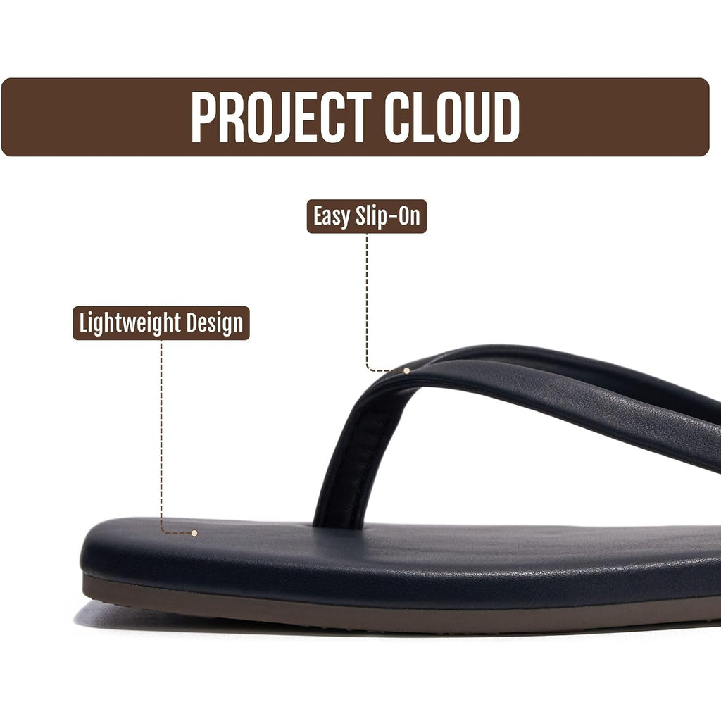 Project Cloud Square Toe Flip Flops For Women Footwear - Non Slip With Memory Foam Insole Beach Essentials Womens Sandals - Lightweight Thong Sandals Women (Dedication)