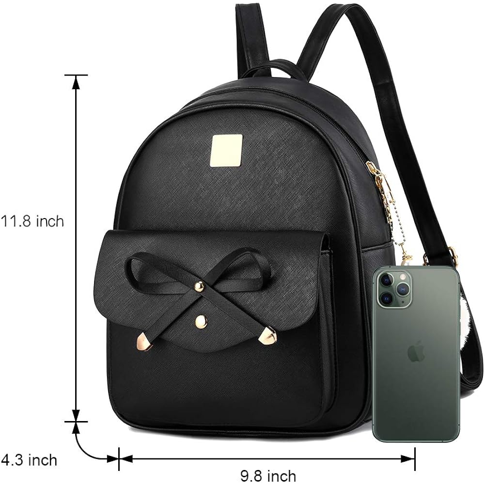 I IHAYNER Girls Bowknot 3-Pieces Fahsion Leather Backpack Backpack Purse for Women Rucksack for Ladies Shoulder Bag