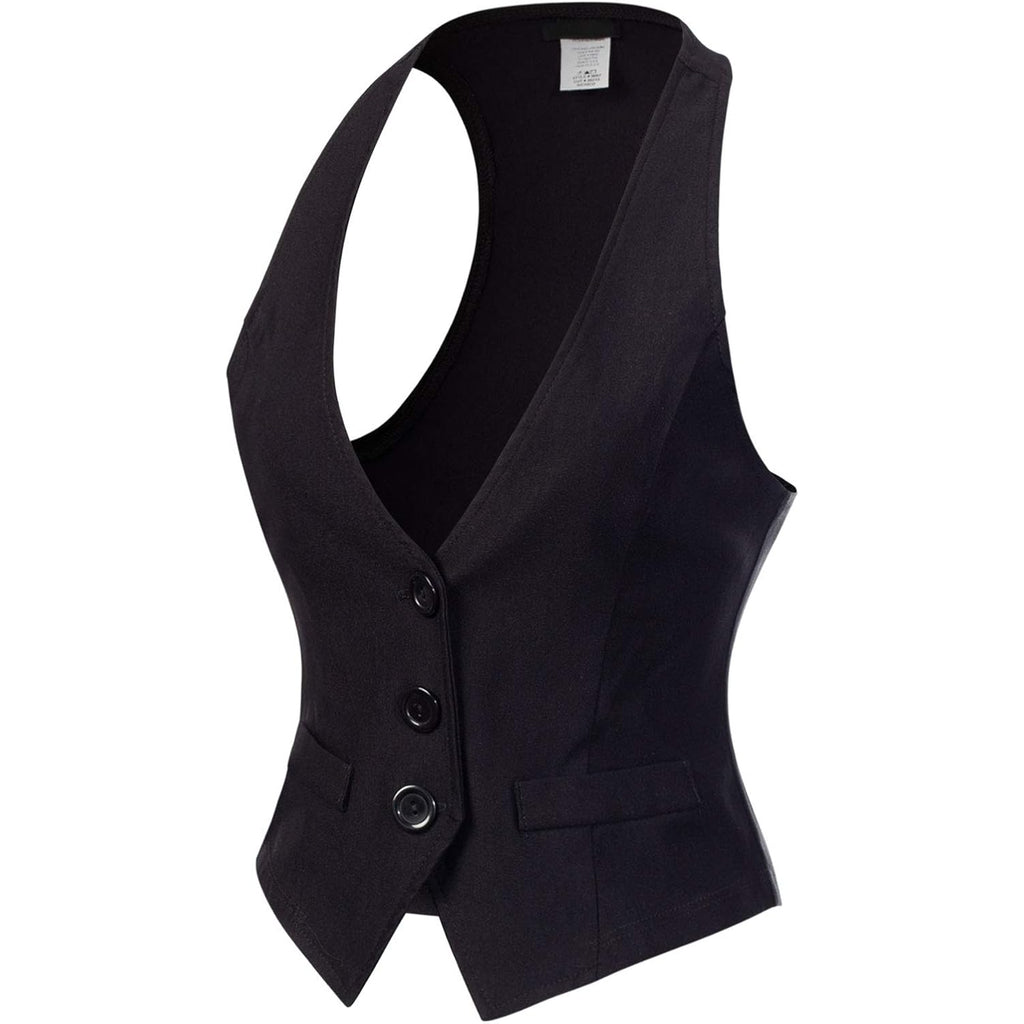 Women'S Slim Fit Racerback Tuxedo Waistcoat Suit Vest
