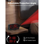 Projection Alarm Clock With 180° Ceiling Projector & Digital Display | 5-Level Dimmer, Dual Alarms, Night Light, Temp & Humidity Display, Weekday/Weekend Mode, Dst, Snooze Function For Bedroom