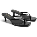 Dream Pairs Kitten Heels For Women Flip Flop Low Heels Square Open Toe Sandals Thong 1.97 Inch Heeled Sandals For Summer Vacation