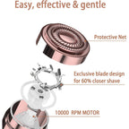 tuokiy Women Facial Hair Removal Device Battery Operated with 2 Replacement Heads,Ladies Face Shaver for Peach Fuzz Upper Lip,Chin, Facial Hair Removal for Women, Rose Gold