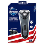 Barbasol Rotary Shaver, Rechargeable Electric Rotary Shaver with Stainless Steel Blades, Pop-Up Trimmer, Wireless Cordless Electric Razor, Close Shave, Full 8 Hour Charge Provides 45 Minute Run-Time