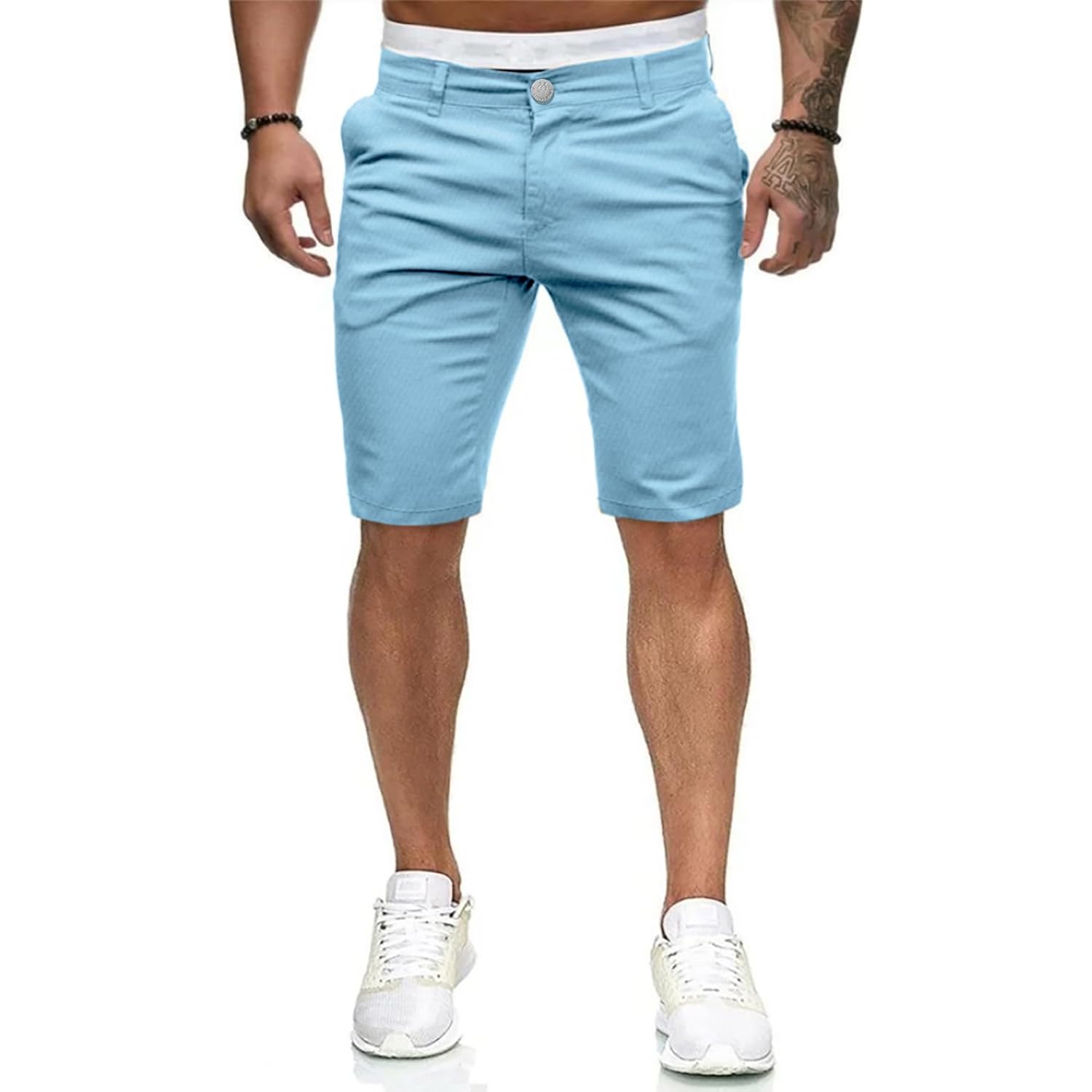 Mens Flat Front Golf Short Work Dress Short With Pockets Casual Shorts Summer Beach Shorts Pants