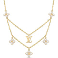18K Gold Plated Necklace - Pearl Necklace with Luxurious Letter Design and Flower Pearl Dimensional Pendant - Layered Necklaces for Women