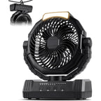 Portable Camping Fan With Lights, 20000Mah Rechargeable Battery Operated Fan, Battery Powered Outdoor Beach Tent With 4 Speeds & Hook, Personal Usb Table For Camping Accessories