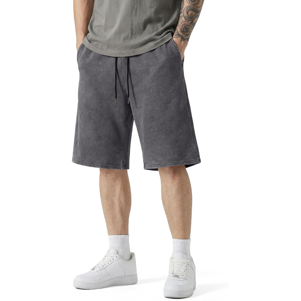 Jmierr Men'S Baggy Vintage Acid Wash Cotton Streetwear Relaxed Sweat Shorts | Loose Fit, Drawstring Elastic Waist, Deep Side Back Pockets, Casual Wear, Retro Loungewear, Y2K Fashion, Summer Outfits