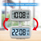 Peakeep Night Light Digital Alarm Clock Battery Operated Indoor Temperature | Small Cordless Cute Clock For Bedroom Desk Travel, Simple To Use For Teens Kids (White)