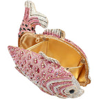 Women Mini Fish Clutch Luxury Rhinestones Purse Sparkling Banquet Handbag Wedding Party Clutch Bag