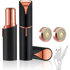 Flawless Facial Hair Remover for Women, Device, Remover Women Face, Finishing Touch Upper Lips, Chin & Cheeks, USB Rechargeable with LED LightIncluded Two Replacement Heads (Black)