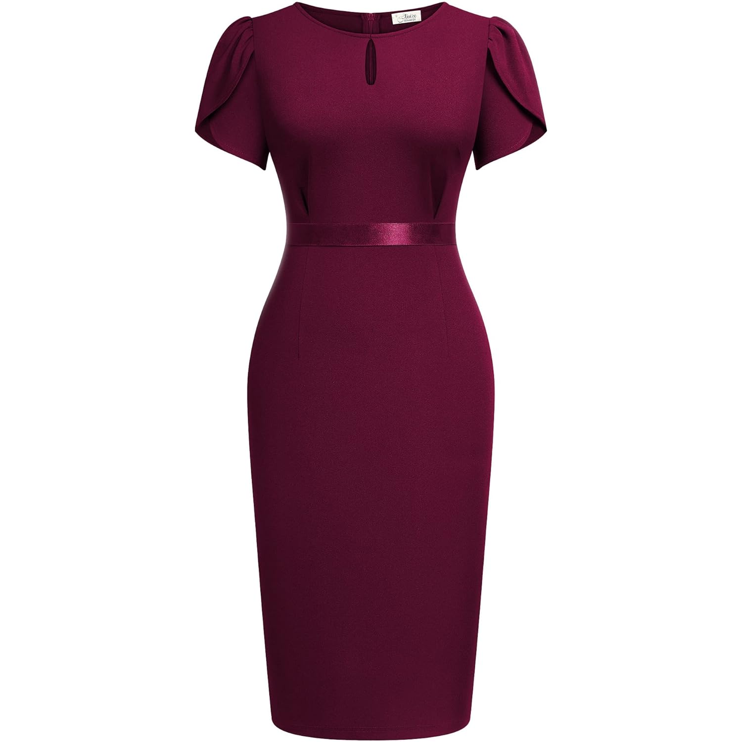 Women's Elegant Puff Sleeves Keyhole Neck Cocktail Party Pencil Dress