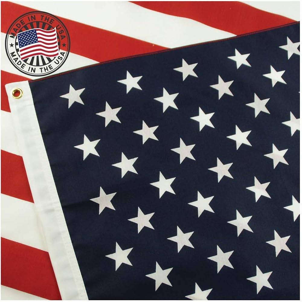 Grace Alley American Flag 3X5, Made In The Usa, Outdoor Uv Fade Resistant, Waterproof, Vibrant Color, Long Lasting Polyester Cotton Blend With Brass Grommets