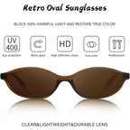 Retro Oval Cat Eye Sunglasses For Women Y2K Designer Trendy Narrow Shades Uv Protection Sun Glasses