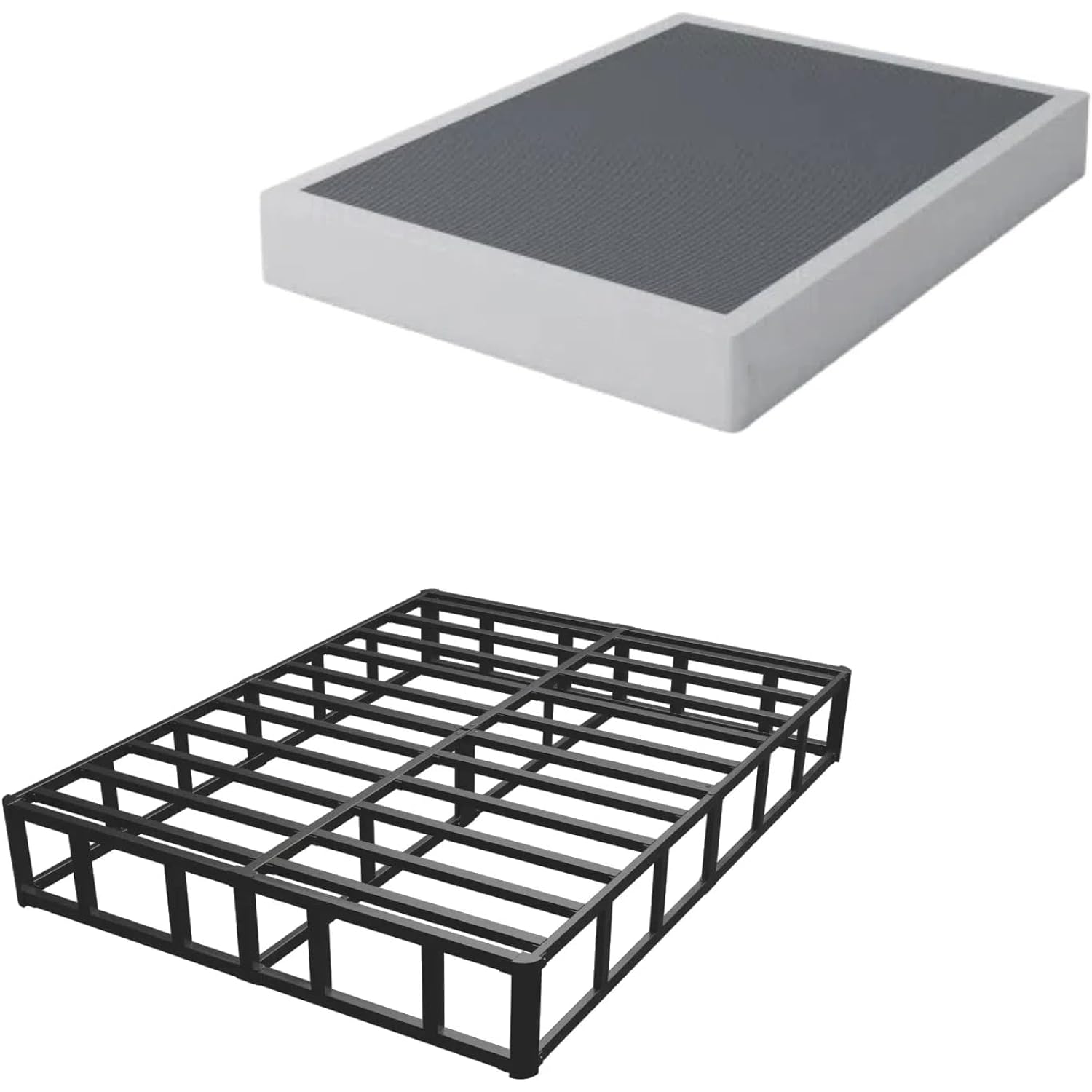 Aldrich Box Springs King Size 9 Inch, Heavy Duty Metal Frame Mattress Foundation With Easy Clean Cover, Noise Free, Easy Assembly