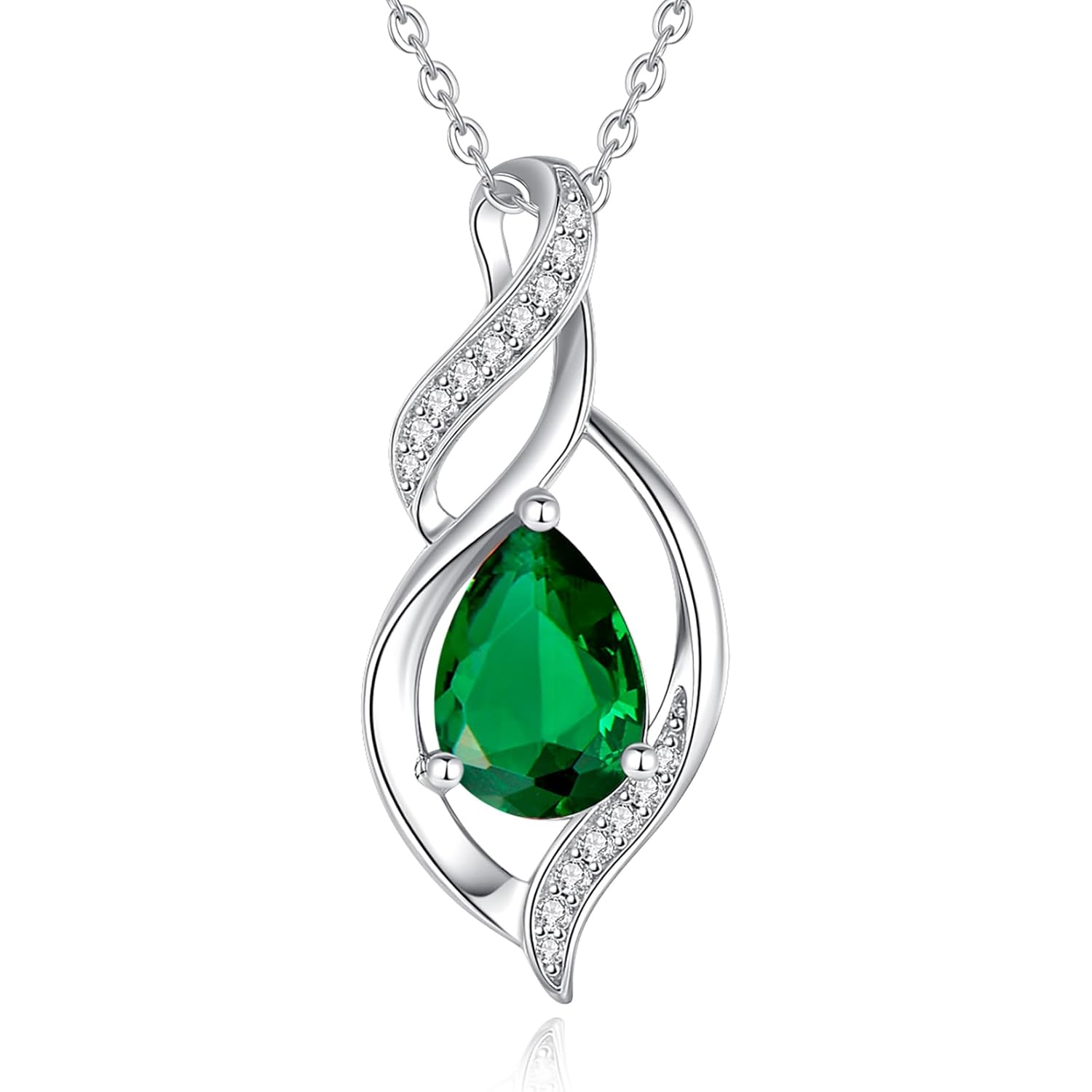 FANCIME Birthstone Necklace for Women Teardrop Necklace S925 Sterling Silver Infinity Love Birthday Gifts for Mom Women Girls, 16"+2" Inches