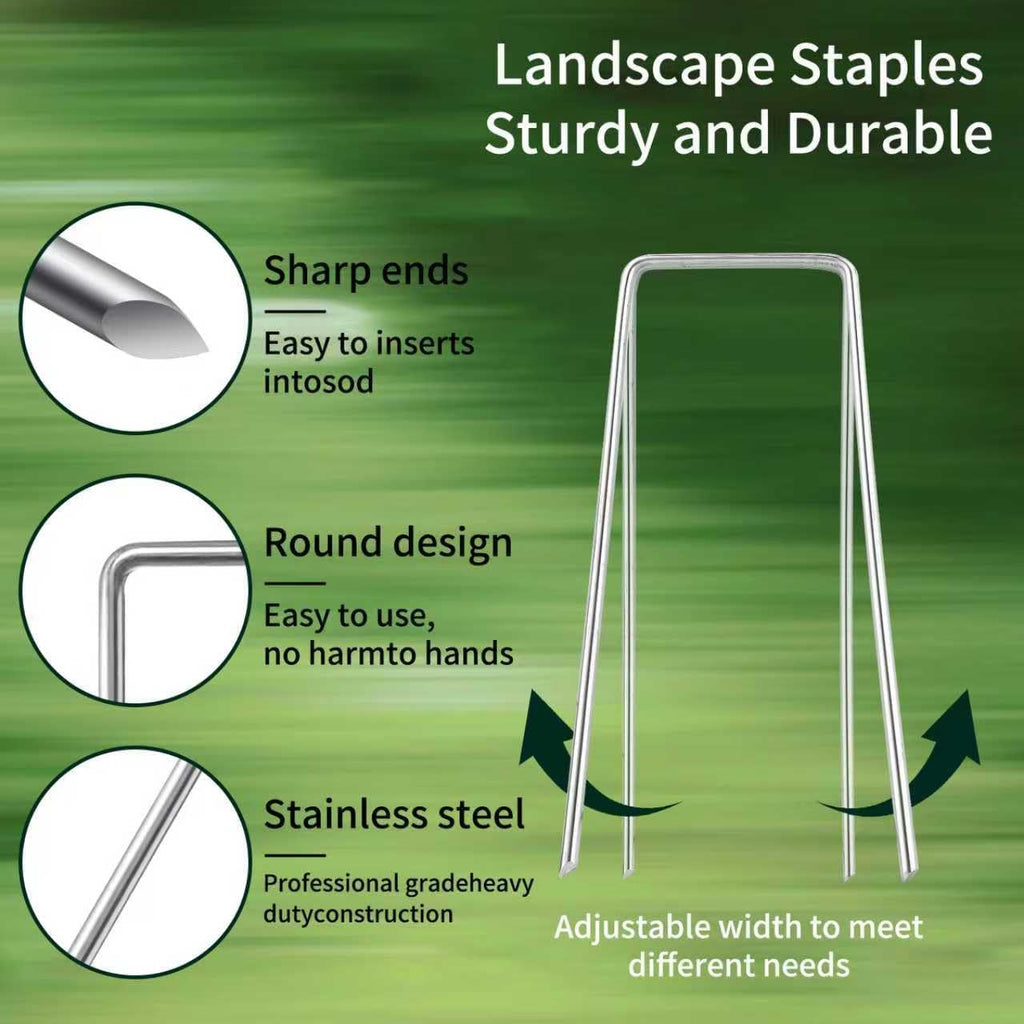 Psiso 57 Pack 4 Inch Galvanized U-Shaped Garden Stakes Landscape Staples, 12 Gauge Heavy Duty Tent Stakes Ground Yard Lawn Pins For Landscaping, Weed Barrier Fabric, Fencing, Outdoor Decor