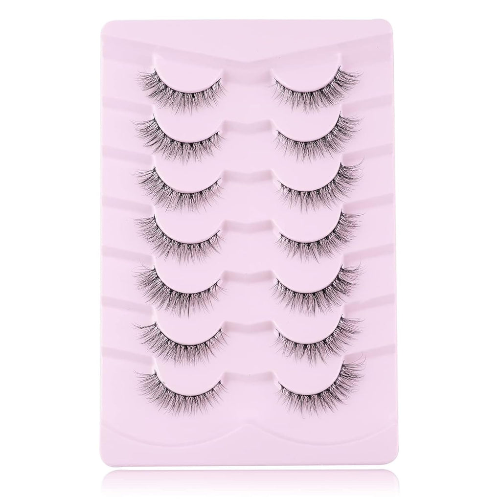 Natural Lashes Wispy Lashes Natural Look False Eyelashes Soft Fluffy Fake Eyelashes 7 Pairs D1 Natural (6-13Mm)