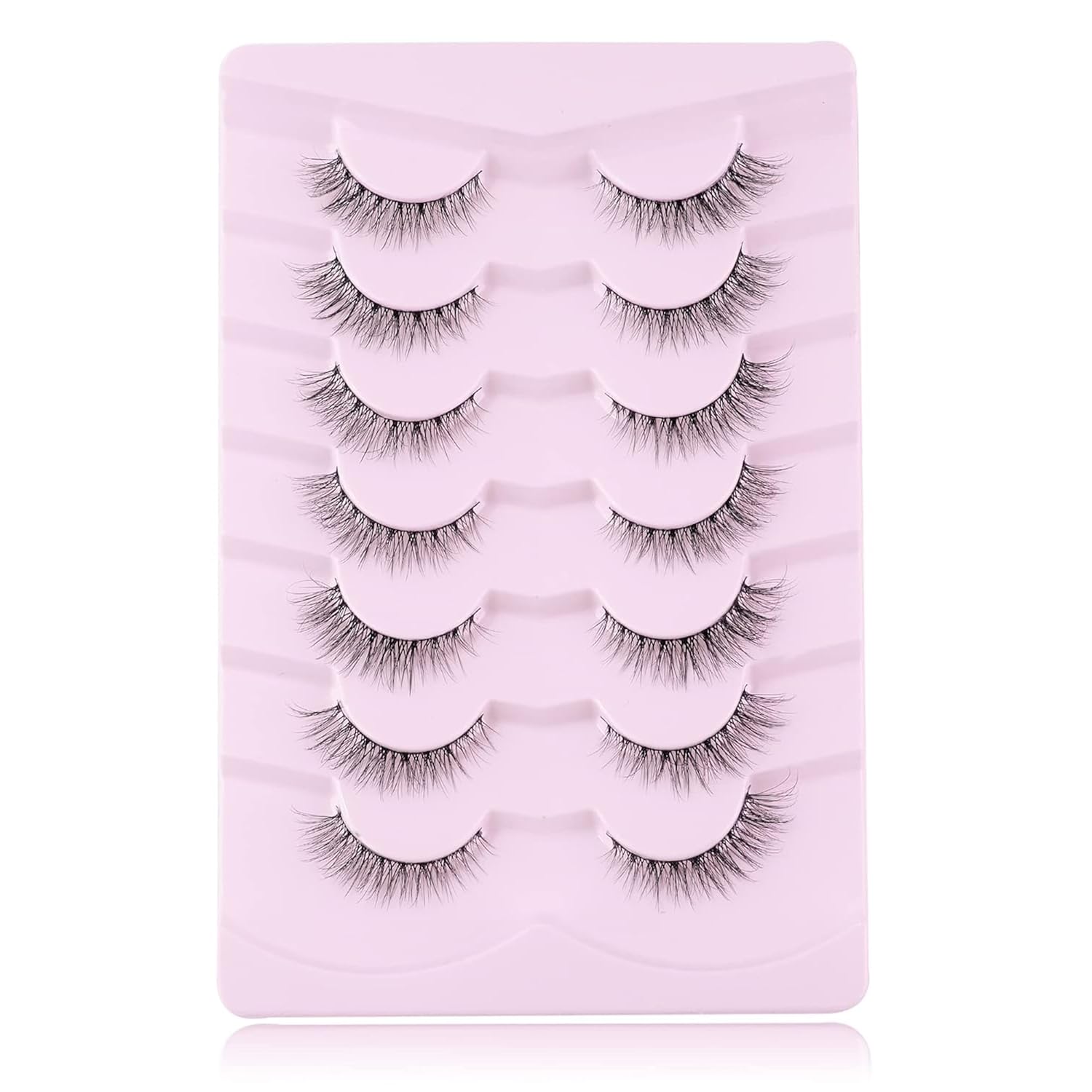 Natural Lashes Wispy Lashes Natural Look False Eyelashes Soft Fluffy Fake Eyelashes 7 Pairs D1 Natural (6-13Mm)