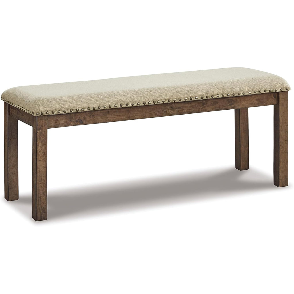 Signature Design By Ashley Moriville Casual Rustic Upholstered Dining Bench, Grey & Brown
