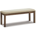 Signature Design By Ashley Moriville Casual Rustic Upholstered Dining Bench, Grey & Brown