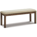 Signature Design By Ashley Moriville Casual Rustic Upholstered Dining Bench, Grey & Brown