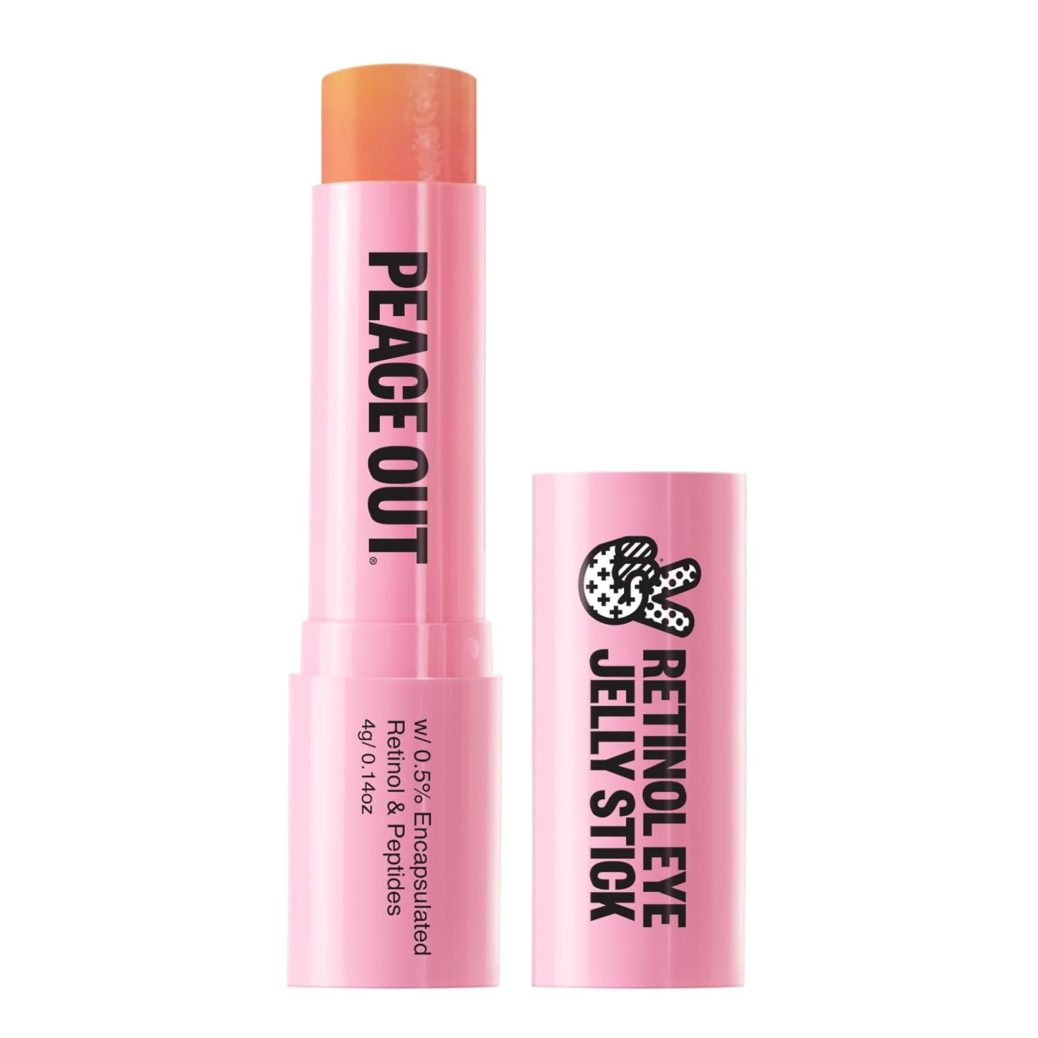 Peace Out Retinol Eye Jelly Stick, Hydrating Under Eye Treatment For Fine Lines & Wrinkles, With Encapsulated Retinol, Peptides & Squalane, Non-Irritating Formula (0.14 Oz)