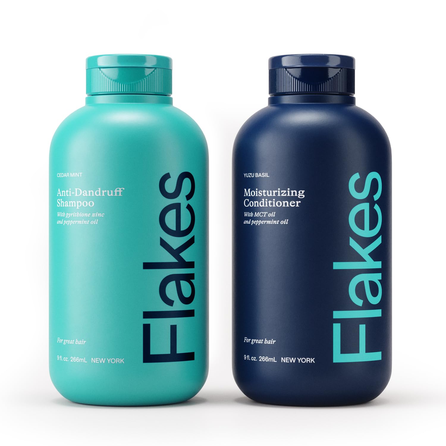 Flakes Anti Dandruff Shampoo and Conditioner Set | Dry, Flaky, & Itchy Scalp Shampoo | Sulfate & Paraben Free for Healthy Hair | Hydrating Shampoo and Moisturizing Conditioner for Scalp Care | 9 fl oz