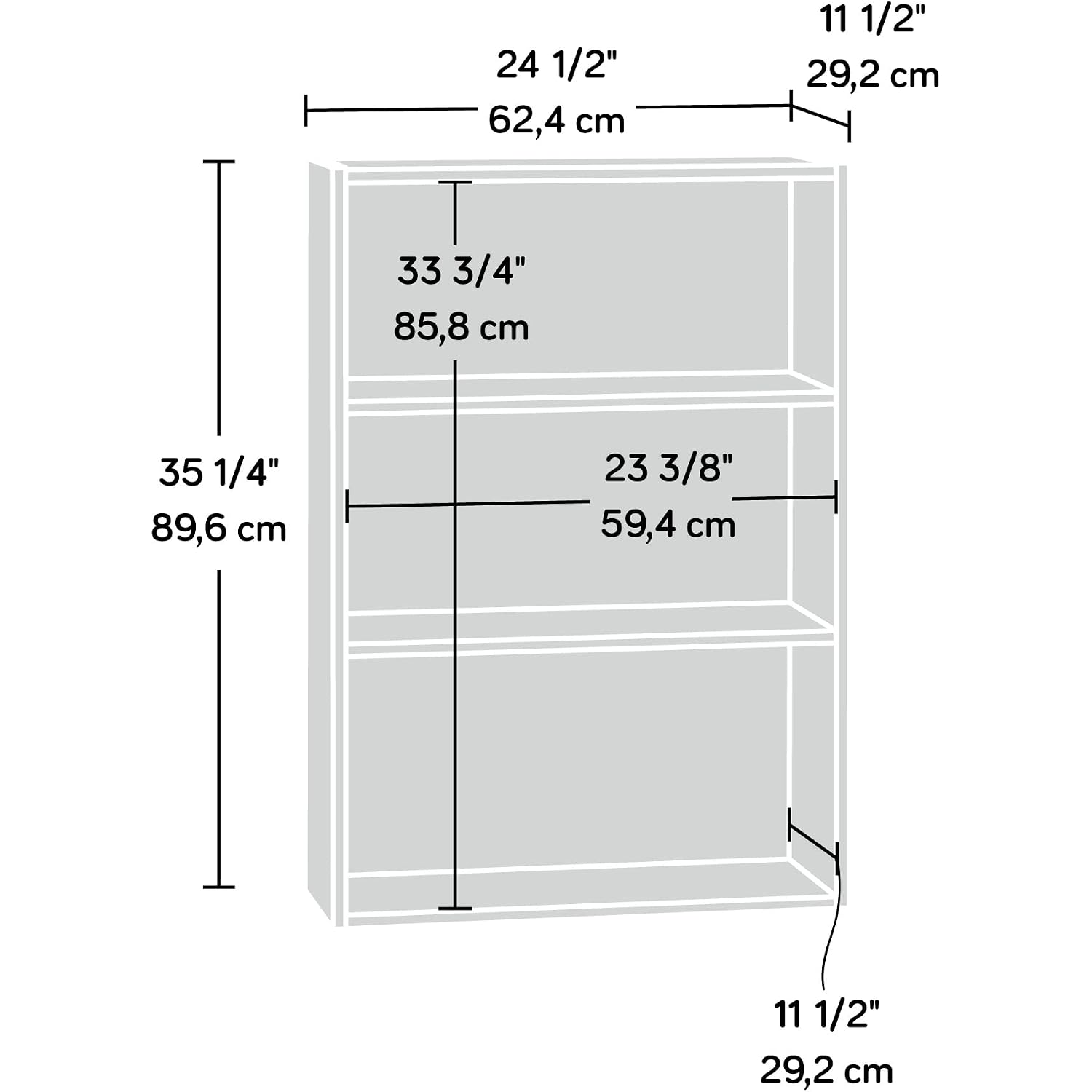 Sauder Beginnings 3-Shelf Bookcase, Bookshelf With Adjustable Storage Shelves, In Brook Cherry Finish