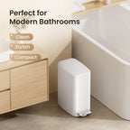 Cesun Slim Bathroom Trash Can With Lid Soft Close, 6L/1.6 Gallon Stainless Steel Small Garbage Can With Foot Pedal And Removable Inner Bucket, Slim Wastebasket For Bathroom, Office, Toilet (White)