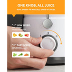 GDOR 800W Juicer Machine, 3” Wide Feed Chute, Dual-Speed Centrifugal Juicer for Fruits & Vegetables, Anti-Drip Function, BPA-Free, Easy to Clean with Brush, White