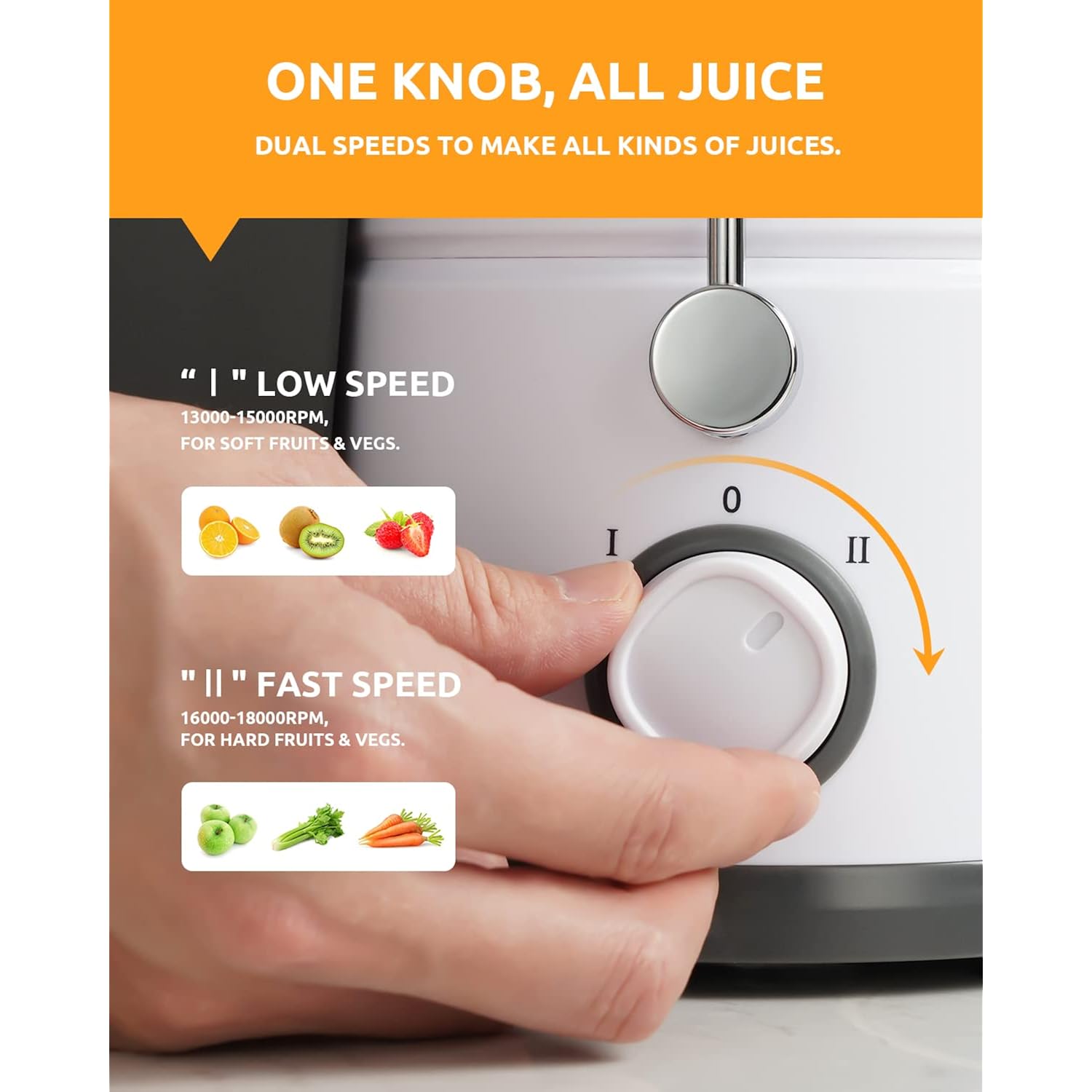 GDOR 800W Juicer Machine, 3” Wide Feed Chute, Dual-Speed Centrifugal Juicer for Fruits & Vegetables, Anti-Drip Function, BPA-Free, Easy to Clean with Brush, White