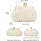 UBORSE Women Pearl Clutch Bag Noble Crystal Beaded Evening Bag Wedding Clutch with Pearl Chain