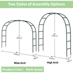 Rubfac 7.8Ft Garden Arch, Metal Trellis For Climbing Plants Outdoor | Dark Green Garden Arbors, Archway Frame For Flower Vines, Backyard Fall Decor, Halloween Christmas Decorations