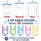 10 Pcs Travel Hangers Cruise Ship Essentials Accessories Portable Folding Clothes Hanger Foldable Drying Rack