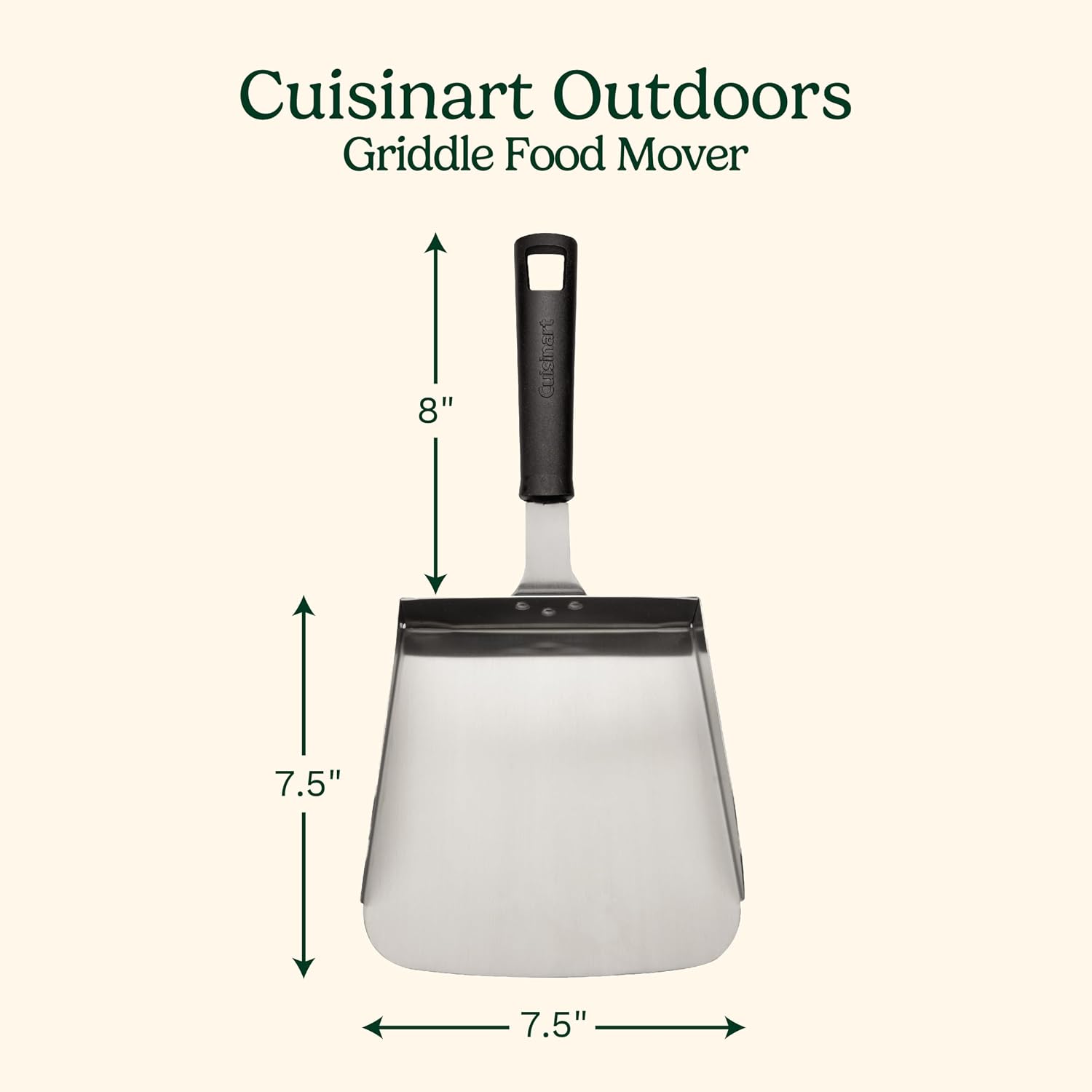 Cuisinart Griddle Food Mover - Extra-Large Stainless Steel Spatula For Rice, Vegetables And More, Perfect Bbq Tool, Cookouts, And Griddles, Large Scooper, 5-Cup Capacity Food Scoop