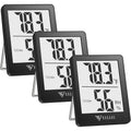 Doqaus Digital Hygrometer Indoor Thermometer 3 Pack, Room Thermometer With 5S Fast Refresh, Accurate Humidity Meter Temperature Sensor For Home, Bedroom, Baby Room, Office, Greenhouse, Cellar (Black)