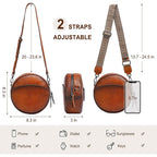 Leather Crossbody Bags,Circle Purse Shoulder Bag, Fashion Round Handbag For Travel,Valentine'S Gift For Women
