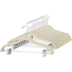Cozymood Velvet Skirt Hangers - Pack Of 24 - Velvet Hangers With Clips Ultra Thin Non Slip Velvet Pants Hangers Space Saving Clothes Hanger For Trouser, Skirts, Jeans, Dress (Beige)
