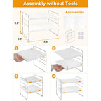 Jupeli Foil And Plastic Wrap Organizer, Expandable Kitchen Pantry Storage, Height Adjustable Cabinet Rack For Kitchen Organization, Aluminum Foil -3 Tier 9.8" To 15.6"L